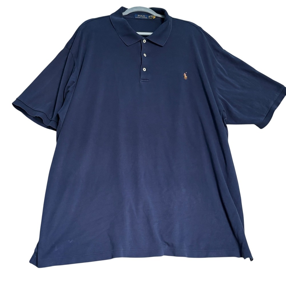Polo Ralph Lauren Polo Shirt Mens 4XLT Navy Blue Short Sleeve Flesh Pony Logo - Picture 6 of 11
